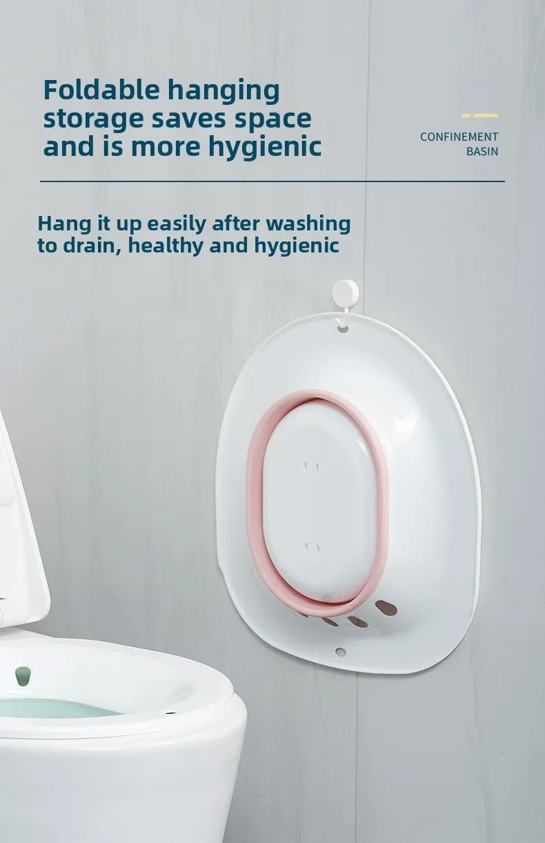 Sitzbad für Hämorrhoiden, Sitzbad für Toilettensitz, Pflege nach der Geburt, Sitz-Badeset für Frauen, zusammenklappbar, Spülschlauch