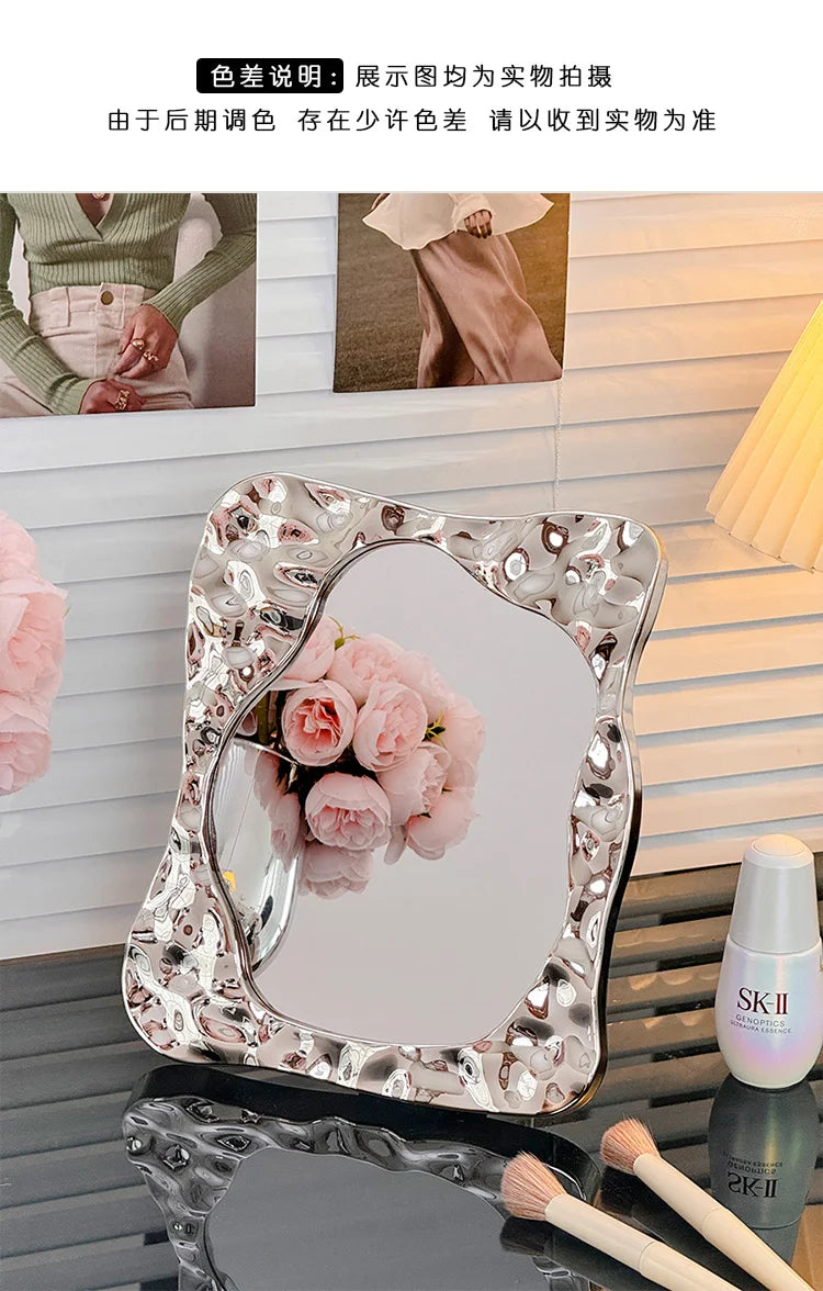 Badezimmer Behandelt Spiegel Eitelkeit Frauen Design Tragbare Spiegel Kleine Wohnheim Espejo Maquillaje Luz Hause Dekoration Zubehör