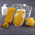 Badetuch-Duschset, dreiteiliges Set, verdicktes Badekugel-Kombinationsset zum Schlammreinigung, Rückzugsstreifen, langes Handtuch auf der Rückseite