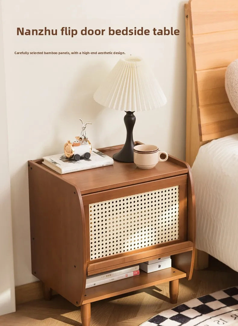 Minimalistisch moderner Nachttisch aus Bambus, kleiner Schrank für das Wohnzimmer, kleiner Aufbewahrungsschrank, Haushalts-Aufbewahrungsschrank.