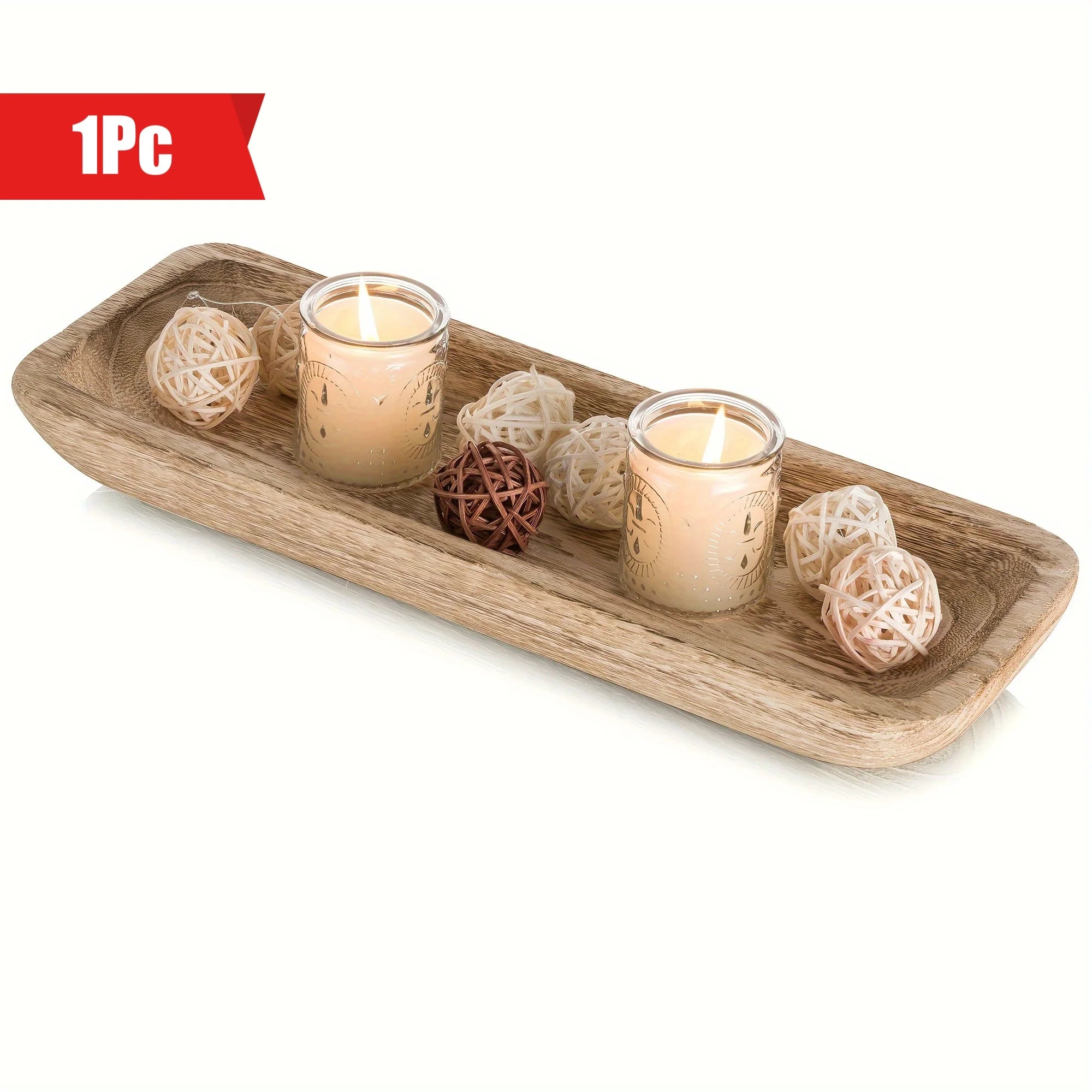 16-Zoll-dekorative Schüssel, Holztablett, Tischdekoration, Holzschalen für Heimdekoration für Restaurant, Küche, Theke, schmales Tablett