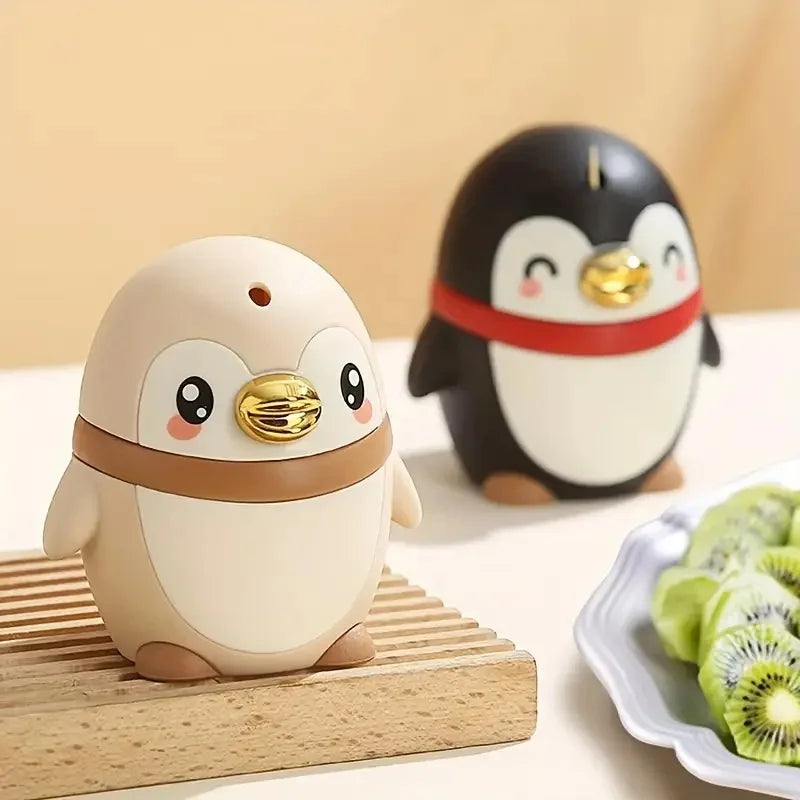 Automatischer ausziehbarer Zahnstocherspender – niedlicher, pinguinförmiger, tragbarer Zahnstocherhalter, Kunststoffgehäuse, Pinguin-Design für Erwachsene