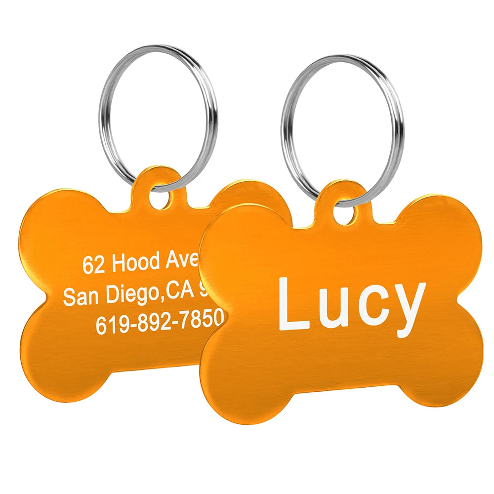 Knochenförmiges Haustier-ID-Tag, personalisierte Namensschilder für Hunde und Katzen, Anti-Verlust, kostenlose Gravur, Halsband, Anhänger, Knochen für kleine, mittelgroße und große Haustiere