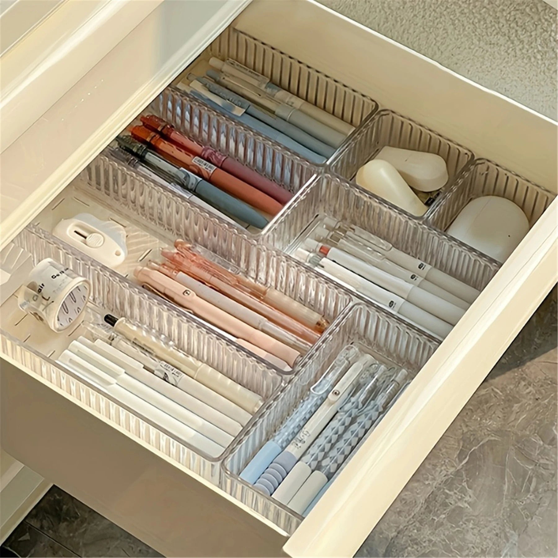 Stapelbarer Schubladen-Organizer aus Acryl – verstellbare Trenntabletts für Kosmetika, modulare Make-up-Aufbewahrungsbox