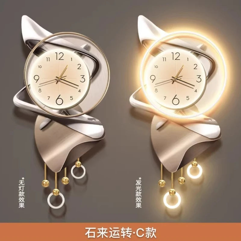 Moderne Design-Wohnzimmer-Digitalwanduhr LED-Restaurant-Uhr Geräuschlose Uhr Große Abstrakte Flur-Wandlampe Wanddekoration
