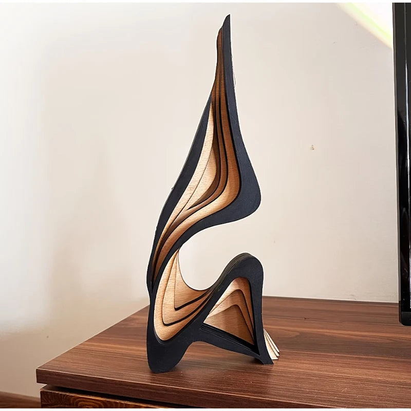 Dreidimensionale gebogene künstlerische Dekoration aus Holz, Bücherregal, Raumdekoration, Desktop-Ornamente, Kunstwerk mit unregelmäßiger Form