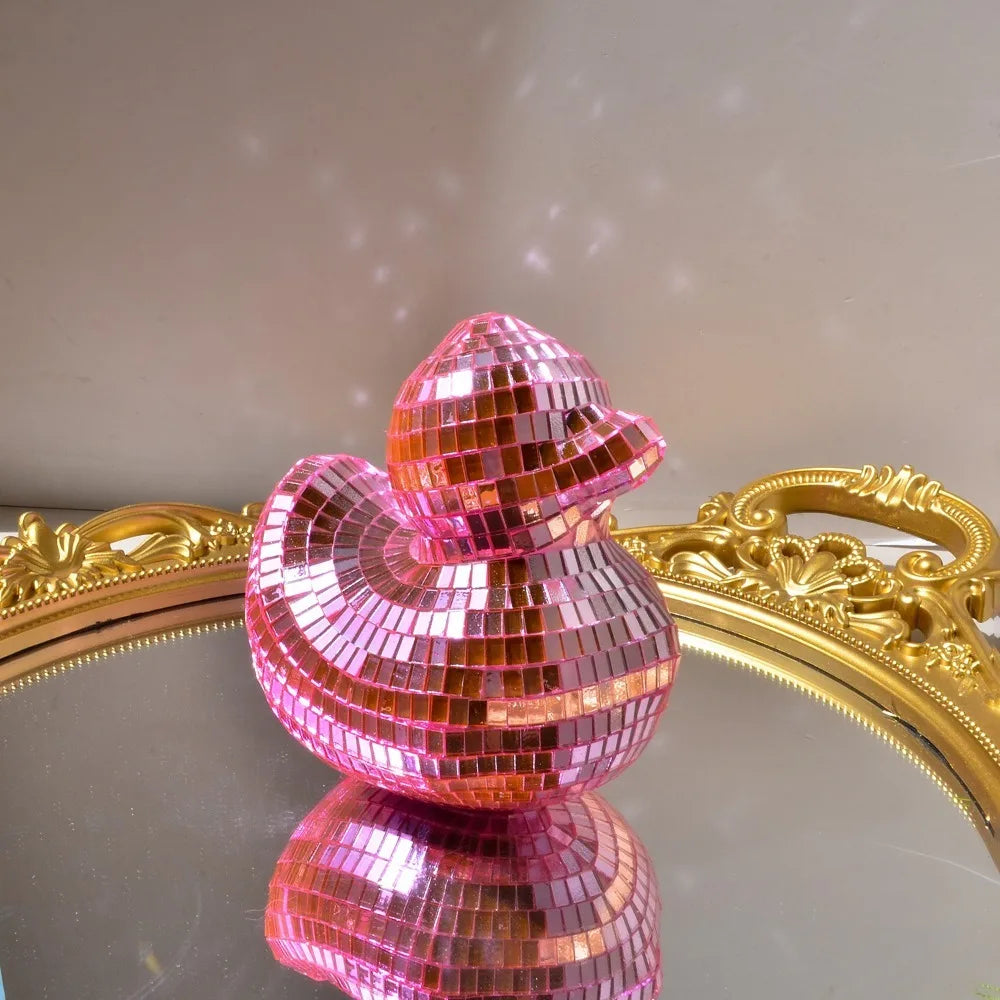 Dekorativer Desktop-Disco-Spiegel, Enten-Discokugel aus Glas, Disco-Ornament, Enten-Discokugel als Heimdekoration, Spiegel-Disco-Ente für Zuhause