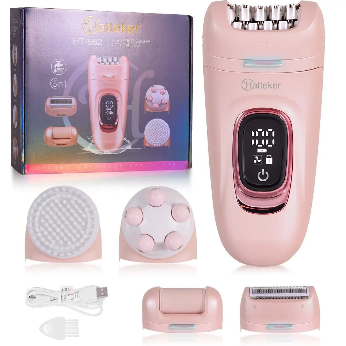 Hatteker 2 w 1 epilator i golarka dla kobiet – bezprzewodowy, do użytku na mokro i na sucho