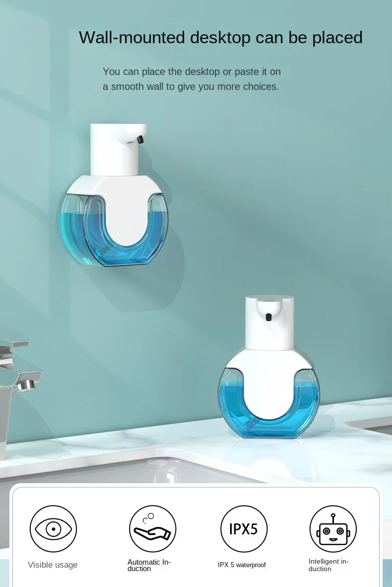 Inteligentny dozownik do mydła, 420 ml, bezdotykowy czujnik ruchu, urządzenie do mycia rąk, ścienny dozownik mydła w płynie, model na płyn/pianę