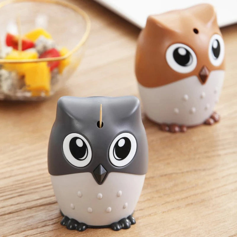Cute Cartoon Owl Toothpick Holder Desktop Automatic Toothpick Dispenser Toothpick Container Family Bar Accessories