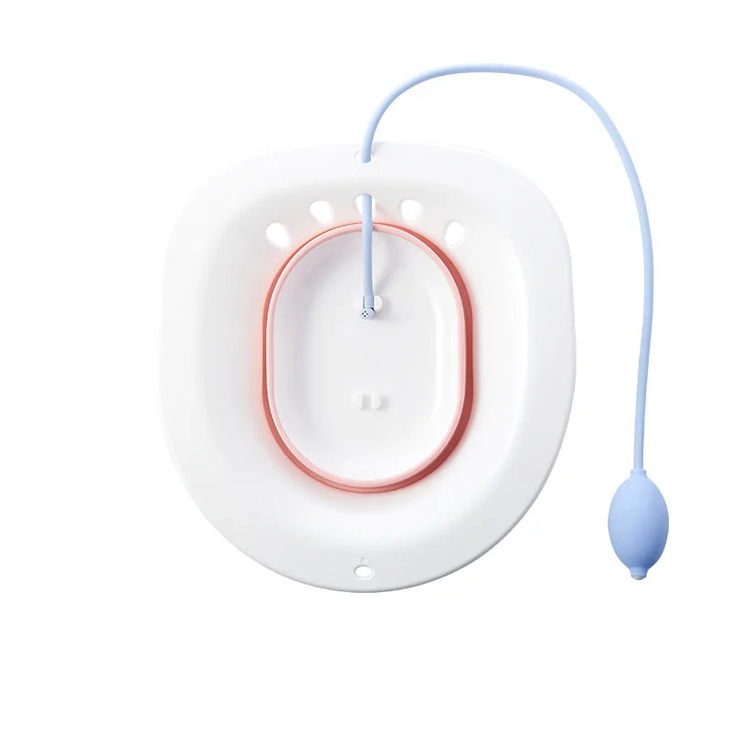 Sitzbad für Hämorrhoiden, Sitzbad für Toilettensitz, Pflege nach der Geburt, Sitz-Badeset für Frauen, zusammenklappbar, Spülschlauch
