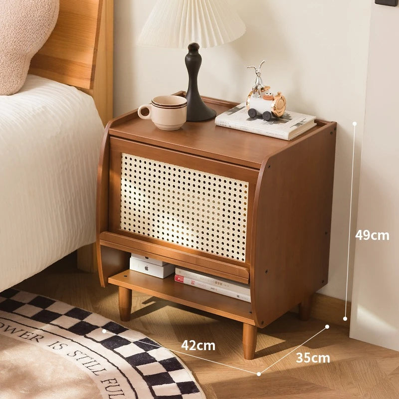 Minimalistisch moderner Nachttisch aus Bambus, kleiner Schrank für das Wohnzimmer, kleiner Aufbewahrungsschrank, Haushalts-Aufbewahrungsschrank.