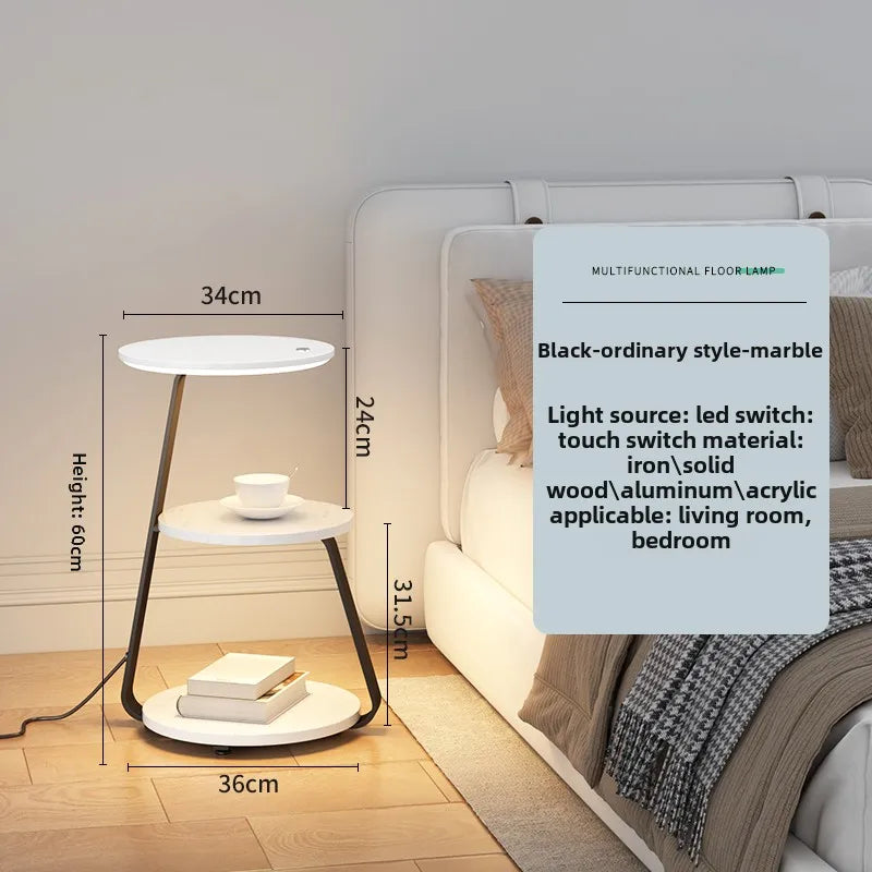 Schlafzimmer Minimalistische Nachttische Kleiner Raum Runder Licht Intelligenter Nachttisch mit kabellosem Ladegerät Nachttisch Bibliotheksmöbel