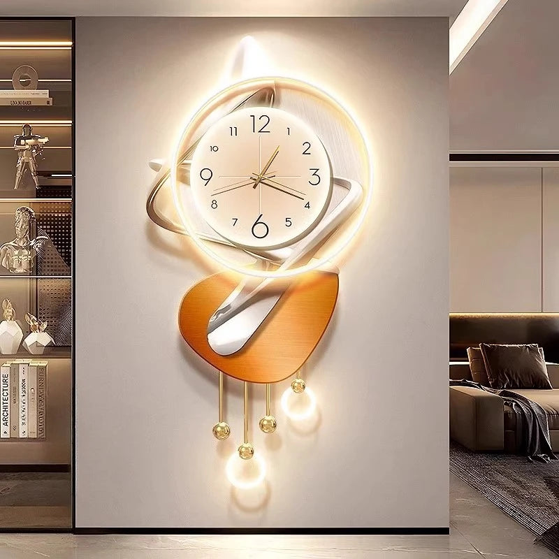 Moderne Design-Wohnzimmer-Digitalwanduhr LED-Restaurant-Uhr Geräuschlose Uhr Große Abstrakte Flur-Wandlampe Wanddekoration
