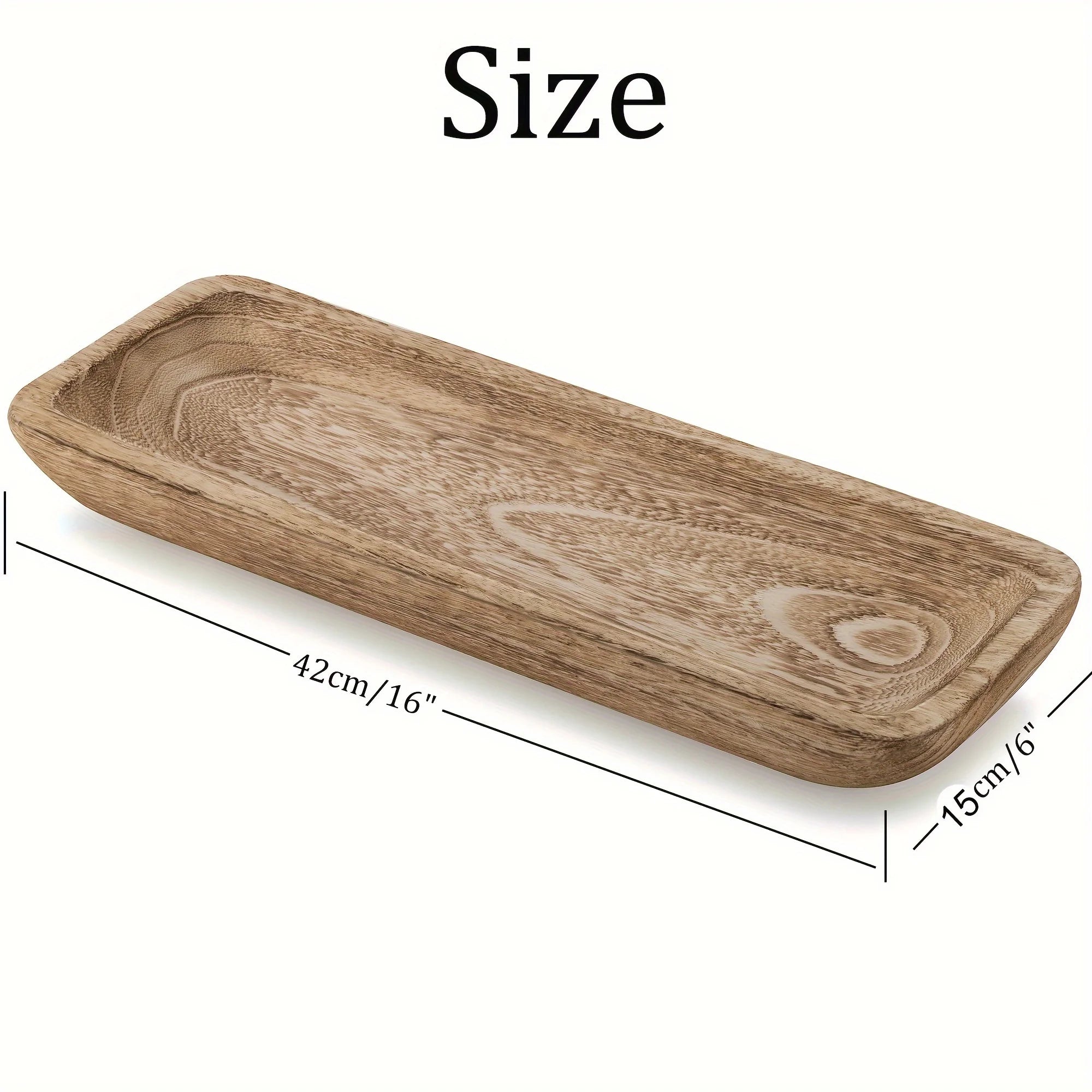 16-Zoll-dekorative Schüssel, Holztablett, Tischdekoration, Holzschalen für Heimdekoration für Restaurant, Küche, Theke, schmales Tablett
