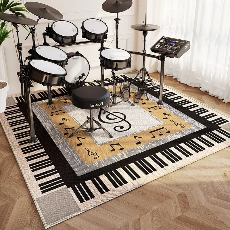 Moderne Wohnzimmer Teppich Home Decor Mode Luxus Trommel Abstrakte Musik Symbol Schwarz Weiß Plaid Große Bereich Schlafzimmer Dekor Teppiche