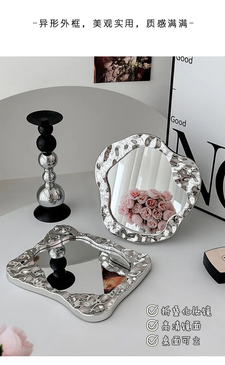 Badezimmer Behandelt Spiegel Eitelkeit Frauen Design Tragbare Spiegel Kleine Wohnheim Espejo Maquillaje Luz Hause Dekoration Zubehör