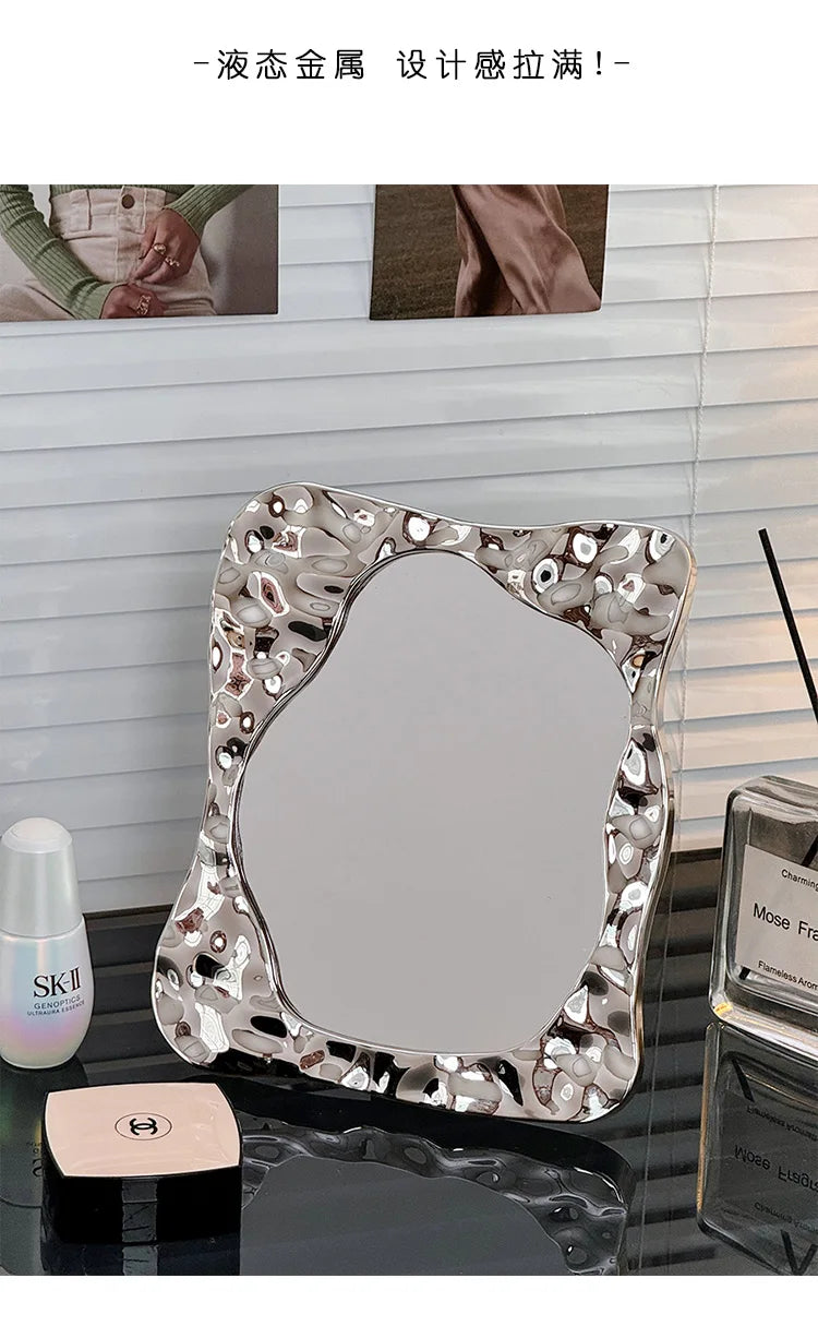 Badezimmer Behandelt Spiegel Eitelkeit Frauen Design Tragbare Spiegel Kleine Wohnheim Espejo Maquillaje Luz Hause Dekoration Zubehör