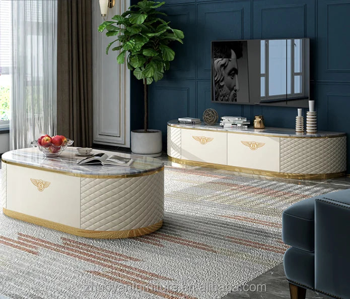 Modernes, schlichtes Wohnzimmermöbel-Set aus MDF, gepolstert mit TV-Schränken aus PU-Leder, Designs für Möbel