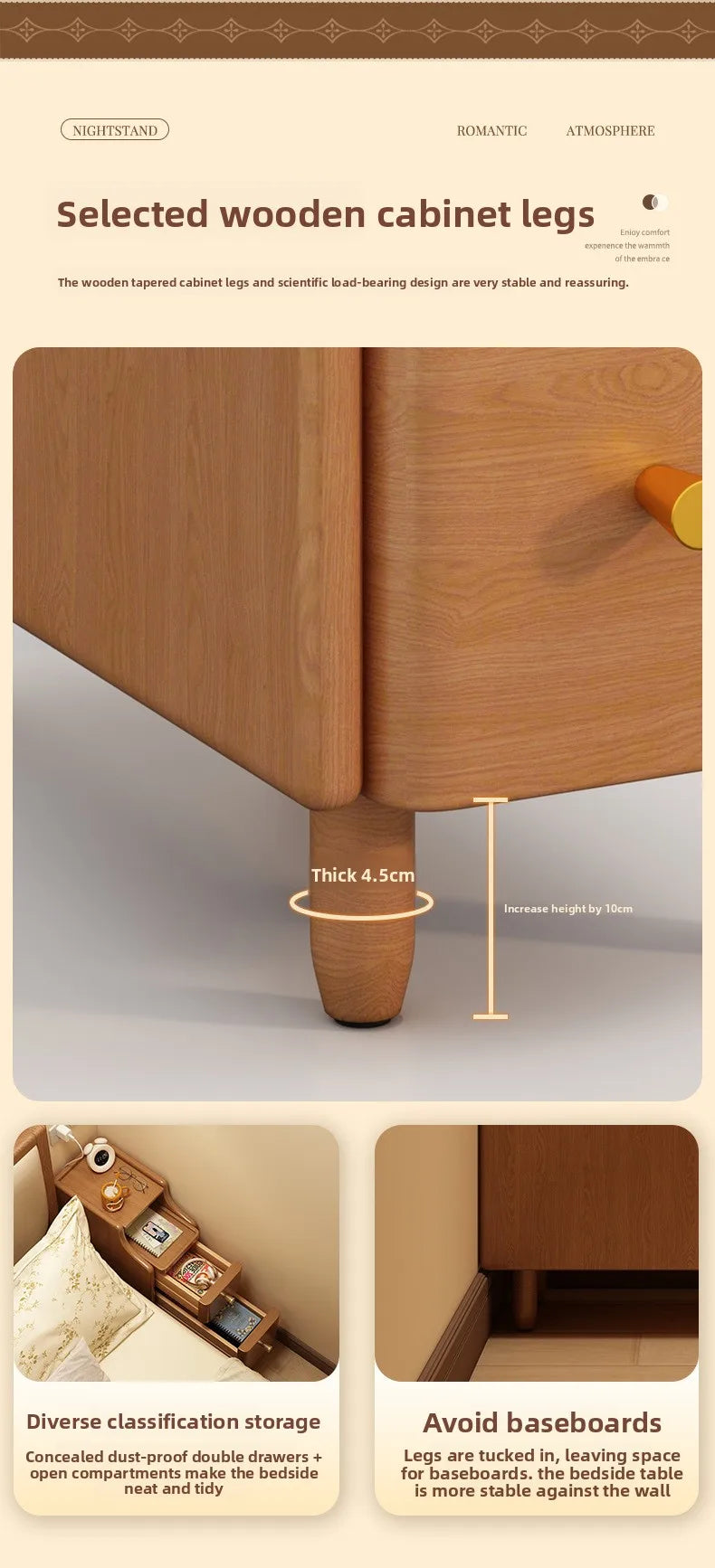 Nachttisch mit schmalem Rahmen für den Haushalt, kleiner Beistelltisch für das Schlafzimmer, einfacher Nachttisch mit Stauraum, 20–30 cm schmaler Beistellschrank