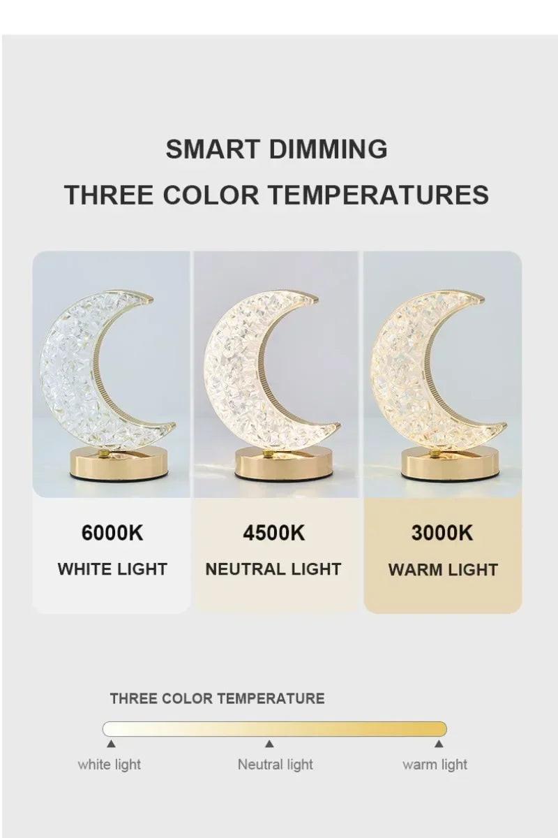 Schlafzimmer Kristall Touch Dimmen Nachtlicht Mädchen Zimmer Home Decor Ästhetik USB Nacht LED Umgebungs Tisch 3d Mond Lampe