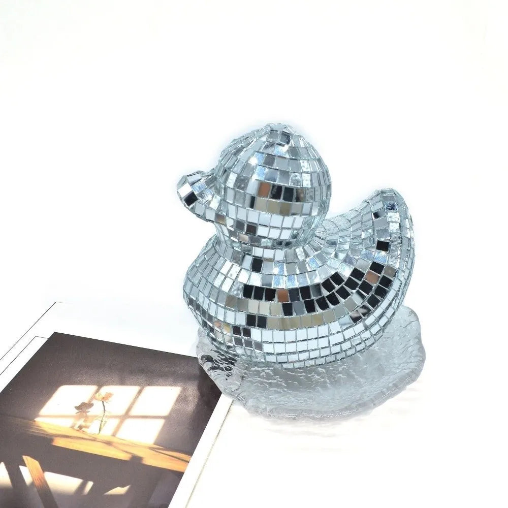 Dekorativer Desktop-Disco-Spiegel, Enten-Discokugel aus Glas, Disco-Ornament, Enten-Discokugel als Heimdekoration, Spiegel-Disco-Ente für Zuhause