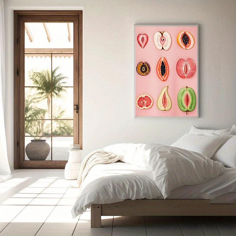 Art-Deco-Stil, geschnittenes Obst, Kunst-Leinwand, Wandmuster, Druck, Wanddekoration, Körperpositionitivität, Porträt-Orientierung, rahmenlos
