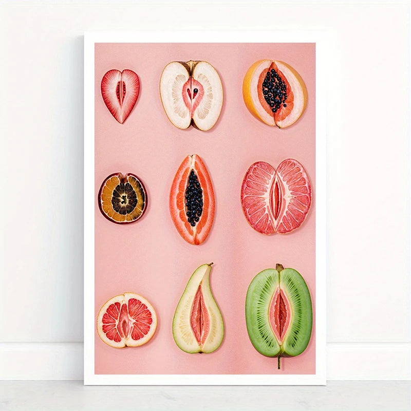 Art-Deco-Stil, geschnittenes Obst, Kunst-Leinwand, Wandmuster, Druck, Wanddekoration, Körperpositionitivität, Porträt-Orientierung, rahmenlos