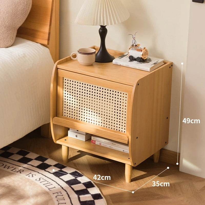 Minimalistisch moderner Nachttisch aus Bambus, kleiner Schrank für das Wohnzimmer, kleiner Aufbewahrungsschrank, Haushalts-Aufbewahrungsschrank.