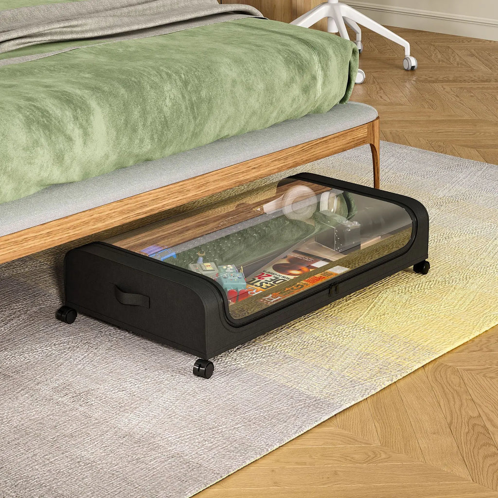 Unterbett-Aufbewahrungsbox mit Rollen Staubdichtes Aufbewahrungsregal Einfache Kleider- und Schuhaufbewahrungsbox Schlafzimmer-Organizer