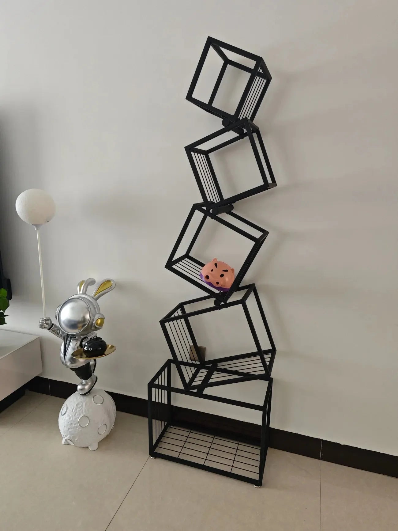 Modernes Wohnzimmer-Dekor, Kunstregal aus Eisen, Büro- und Arbeitszimmer-Bücherregal, mehrschichtiges Lagerregal zum Organisieren von Büchern und Dekorationen