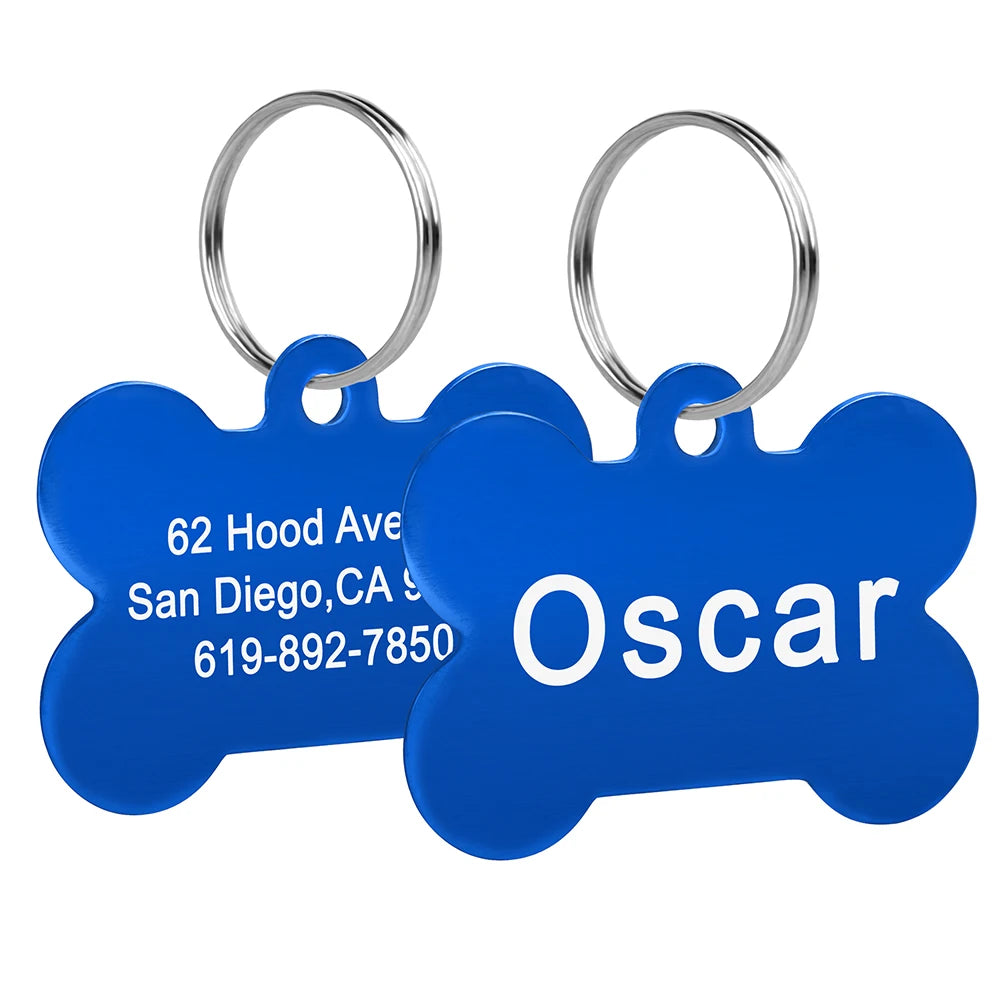 Knochenförmiges Haustier-ID-Tag, personalisierte Namensschilder für Hunde und Katzen, Anti-Verlust, kostenlose Gravur, Halsband, Anhänger, Knochen für kleine, mittelgroße und große Haustiere