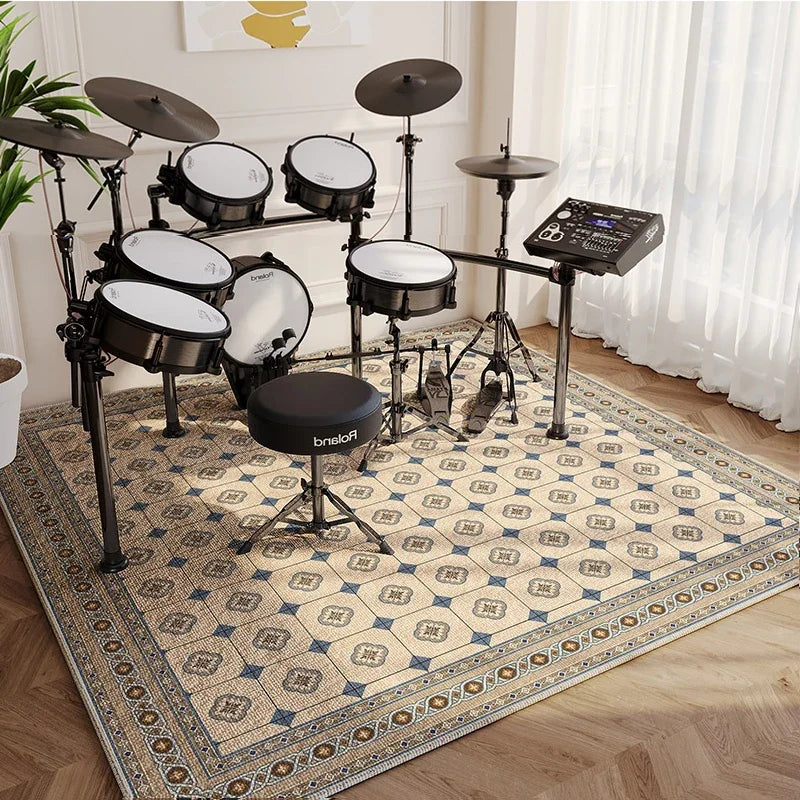 Moderne Wohnzimmer Teppich Home Decor Mode Luxus Trommel Abstrakte Musik Symbol Schwarz Weiß Plaid Große Bereich Schlafzimmer Dekor Teppiche