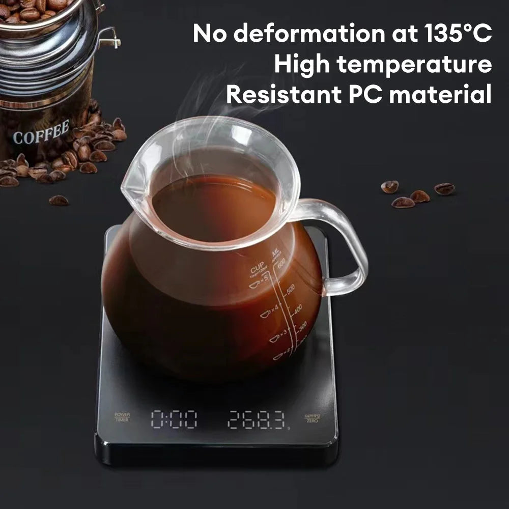 Digitale Kaffeewaage mit Timer, LED-Bildschirm, Espresso, USB, 3 kg, max. Wiegen 0,1 g, hochpräzise Messungen in Oz/ml/g, Küchenwaage