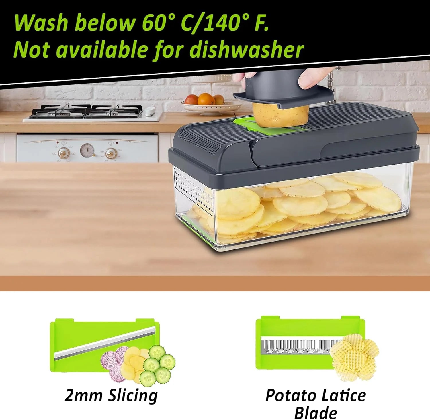 Gemüsezerkleinerer, 15-in-1-Multifunktions-Lebensmittelzerkleinerer, Gemüseschneider mit Behälter für Salat, Kartoffeln, Karotten und Knoblauch
