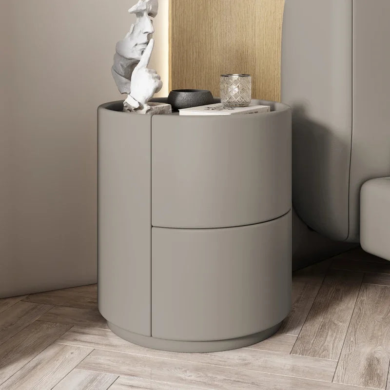 Home Wohnzimmer Sofa Seitenschrank, kreativer runder Nachttisch aus massivem Holz, neuer einfacher moderner kleiner Schlafzimmer-Aufbewahrungsschrank