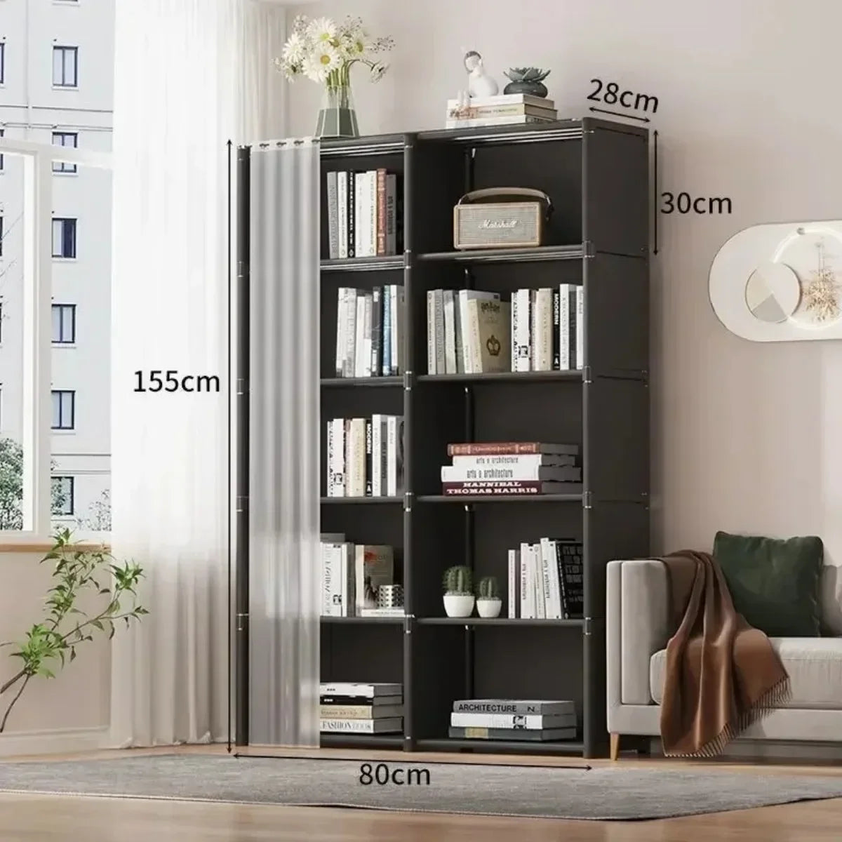 Kleiderschrank, Schlafzimmer, modernes modulares Display, moderner Kleiderschrank, minimalistische modulare Möbel, kein Bohren von Löchern erforderlich