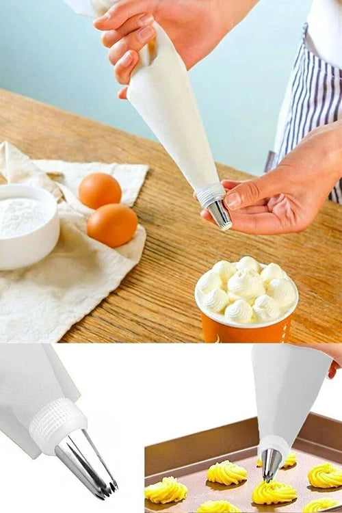 10-Piece Piping Bag Set Cake Cream Decorating Bags with Stainless Stee